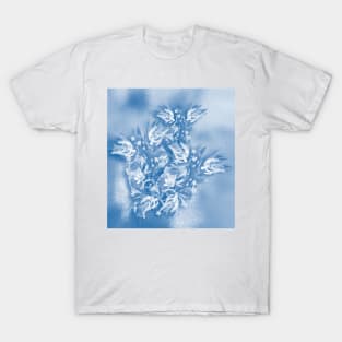 Beautiful flower bouquet on a rippled blue background T-Shirt